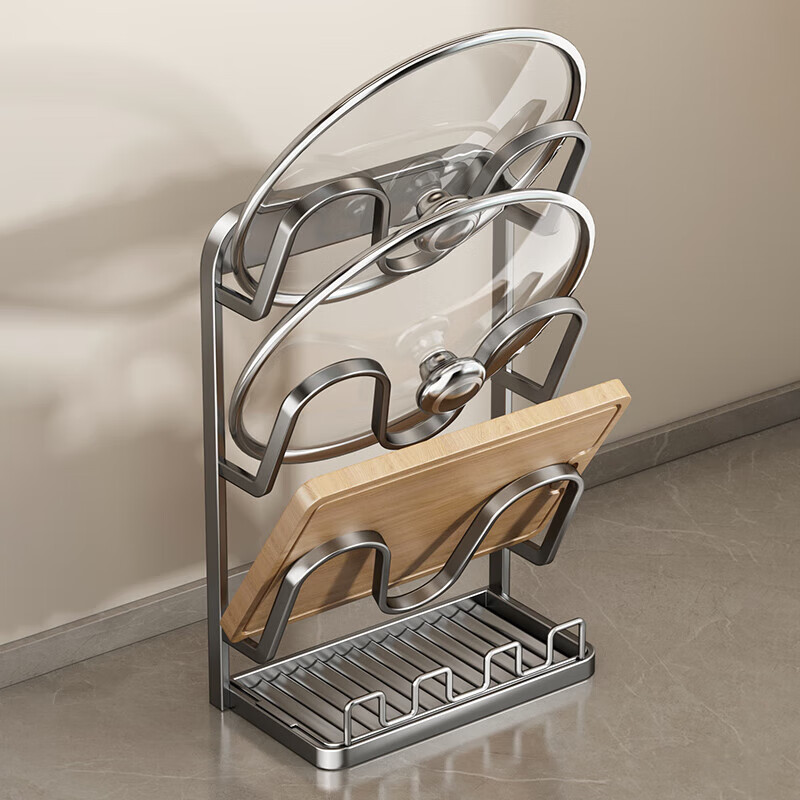 Added kitchen countertop pot lid rack storage rack artifact to put spoon cooking shovel vertical pot spatula rack multi-functional storage rack