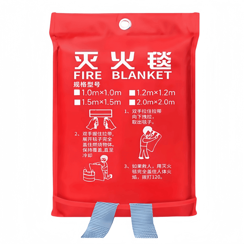 Fire blanket fire-fighting special home kitchen 1 meter 1.5 meters 1.8 meters 2 meters silicone fiberglass certified fire blanket 1 meter * 1 meter _ extra thick _ _ + hook + gloves