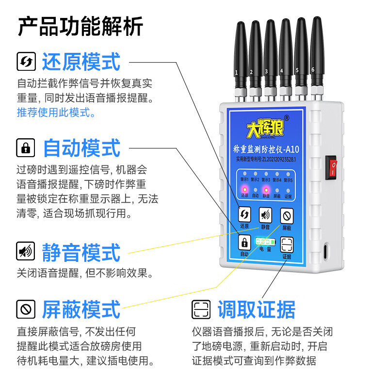 Dahui Lang Weighing Monitoring and Control Instrument Anti-Remote Control Grain Selling Anti-Pit Special Floor Scale Anti-Interference Electronic Scale Anti-Cheating A10