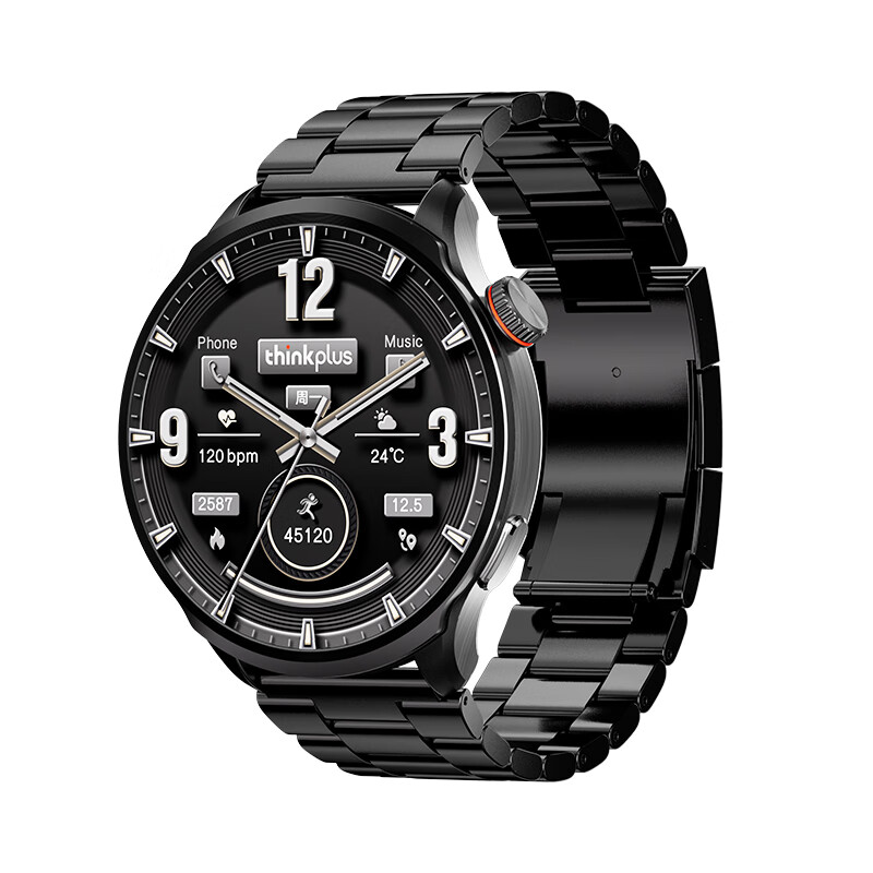 ThinkPlus Lenovo Smart Watch Men's Business Outdoor Sports Watch Monitoring Blood Oxygen and Heart Rate 1.73-inch AMOLED Screen Bluetooth Call Watch TM160