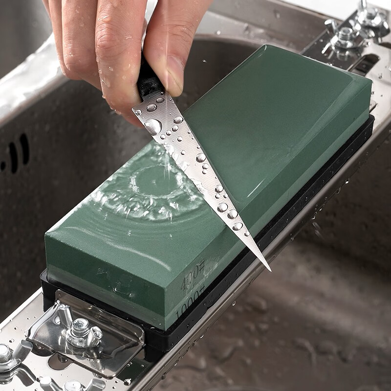 JCZS German brand whetstone household kitchen knife kitchen special double-sided thick and thin oilstone sharpening white corundum natural woodworking 1000/4000 mesh whetstone free silicone pad