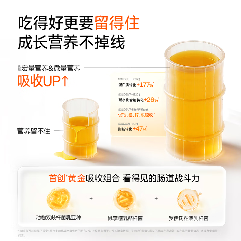 Wanyi blue grow children's probiotic small yellow bottle 3-stage prebiotic gastrointestinal bifidum 30 billion teenagers 6-12 years old + 30 bottles