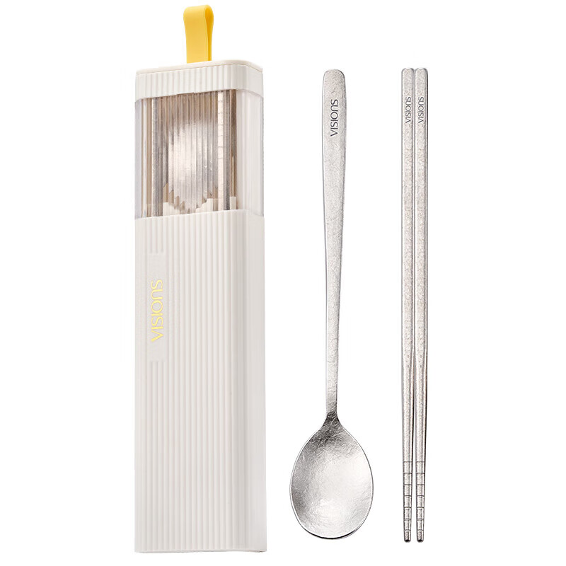 Corning (VISIONS) pure titanium chopsticks and spoons set, portable tableware storage box for primary school students, one-person meal special for children and office workers