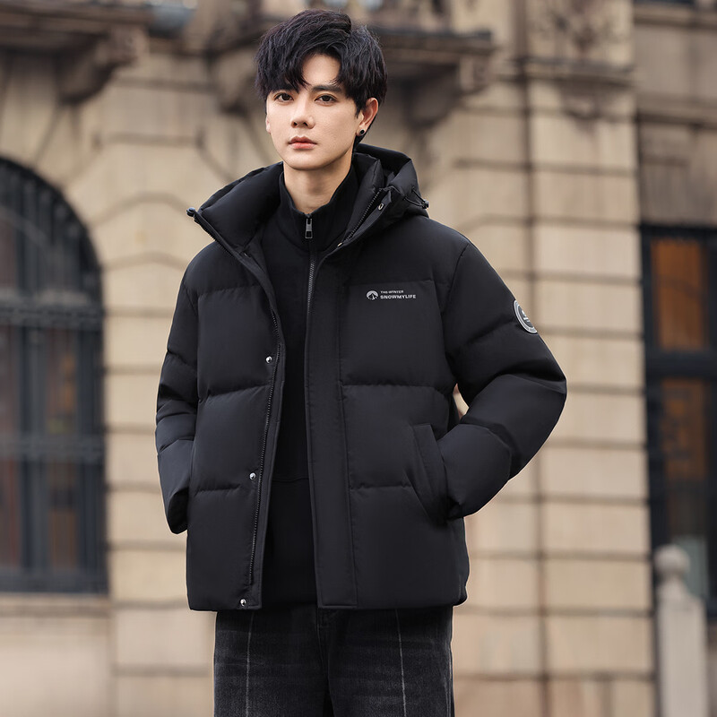 Flying in the Snow Goose Down Series Down Jacket Men's Short Hooded Winter New Fashion Gradient Coldproof Warm Jacket for Men