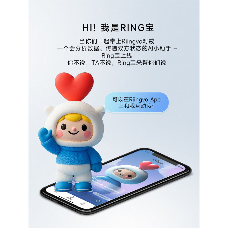 Huaqiangbei Riingvo Small Blue Ring Pair Set AI Smart Pair of Rings for Couples and Lovers A Ring - Matte Black (7) B Ring - Matte Black (8)