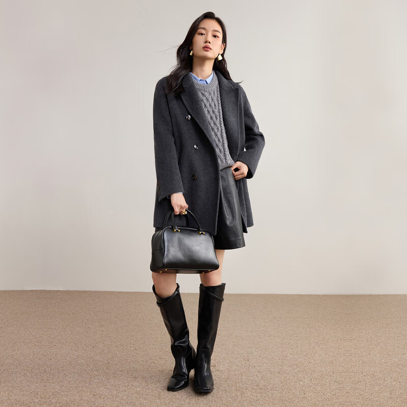 Shandubila wool thickened warm woolen coat for women winter women's small medium and long commuting double-sided woolen coat