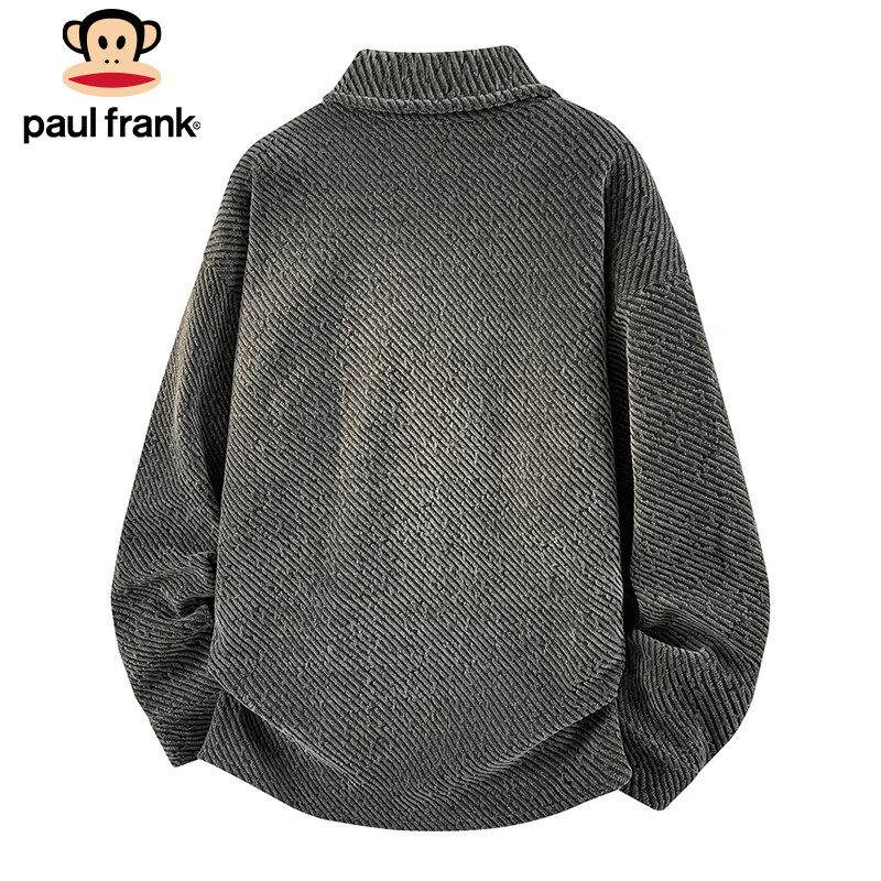 Paul Frank Jacket Men's Autumn and Winter American Jacket Men's Loose Casual Cardigan Top Men's Dark Gray 2XL