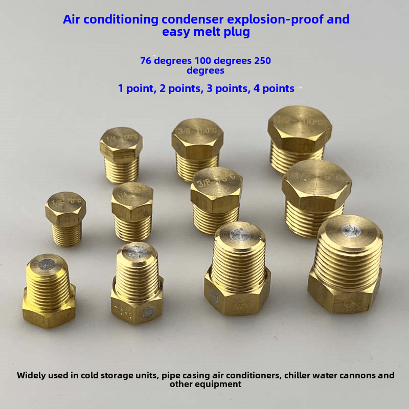 Air conditioning unit copper fusible plug insurance safety bolt 76 degree 100 degree tube shell condenser 2 points (ZG1/4) 76 degree steel stamp 1 piece
