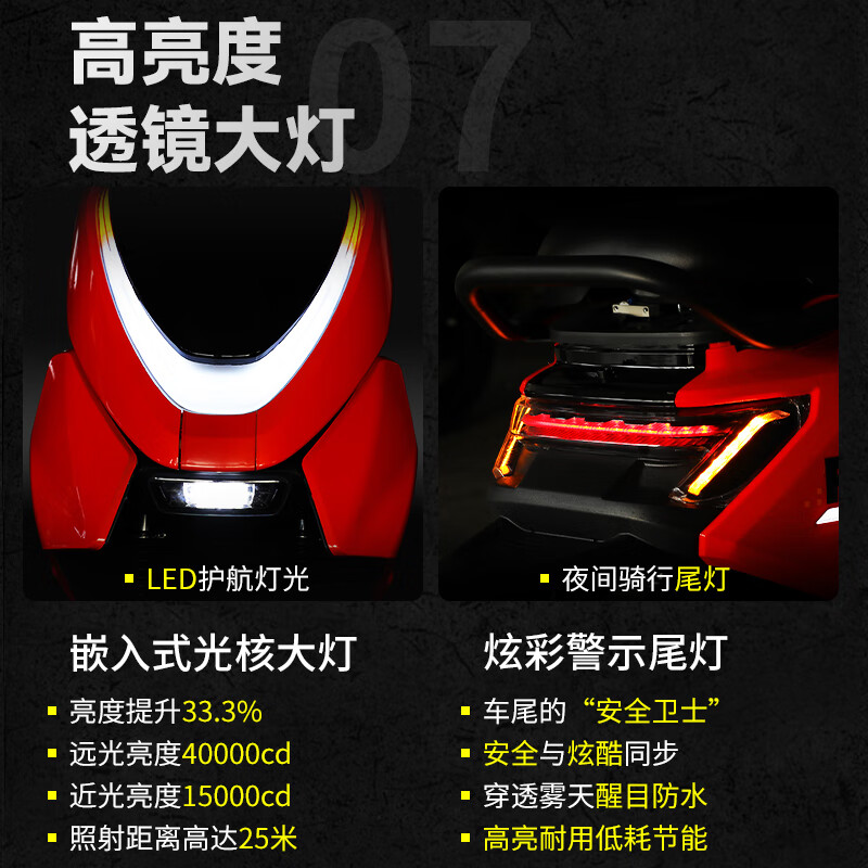 Jihe Phoenix high-performance electric motorcycle for commuting and taking out food, large pedal space, long endurance, lead-acid smart electric motorcycle, Aurora White, high-speed motor/double disc brakes front and rear/square box model 70V40ah/one piece of removable lithium battery/ready to ride upon arrival