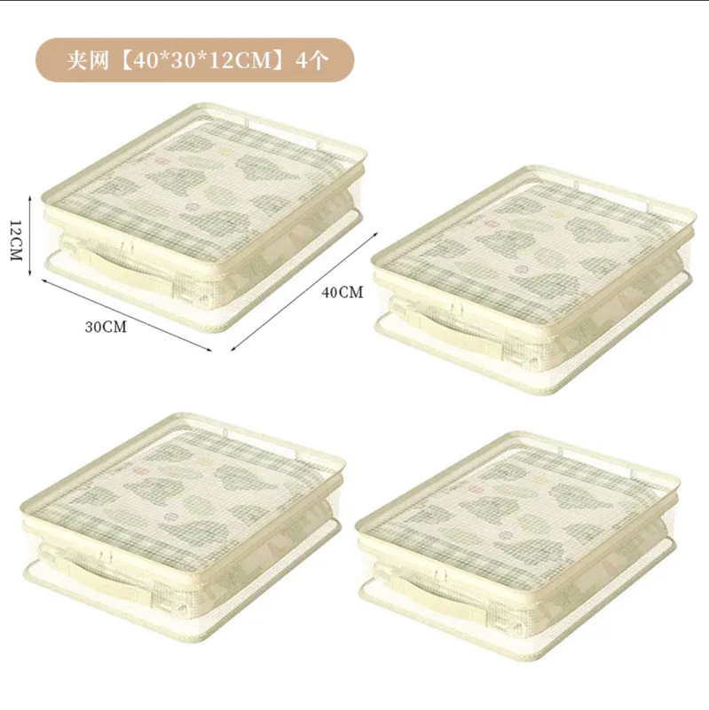 HA LE BEAR mesh four-piece set storage bag for seasonal clothes, clothing storage bag, wardrobe quilt, dust-proof partitions with handle storage, 4-piece set, can store four-piece set