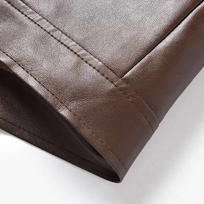 Pierre Cardin Jacket Men's Autumn and Winter Business Casual Solid Color Windproof Stand Collar Warm Leather Jacket Black XL