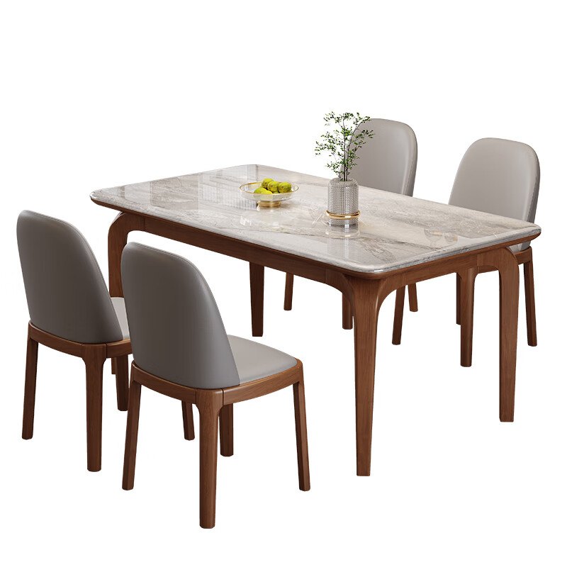 Lefu Huijia microcrystalline stone rectangular dining table and chair combination solid wood household small apartment marble modern simple dining table 1.3 meters * 0.8 meters dining table + 4 chairs microcrystalline stone desktop