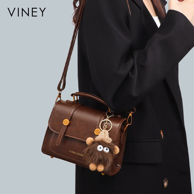 Viney bag women's leather cross-body Cambridge bag light luxury single shoulder small square bag birthday New Year's Day gift for girls and girlfriends