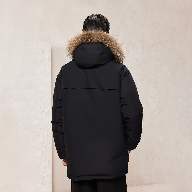 JACK&JONES Water-Repellent Men's Winter Down Jacket Windproof Removable Fur Collar Hooded Loose Jacket 225412030