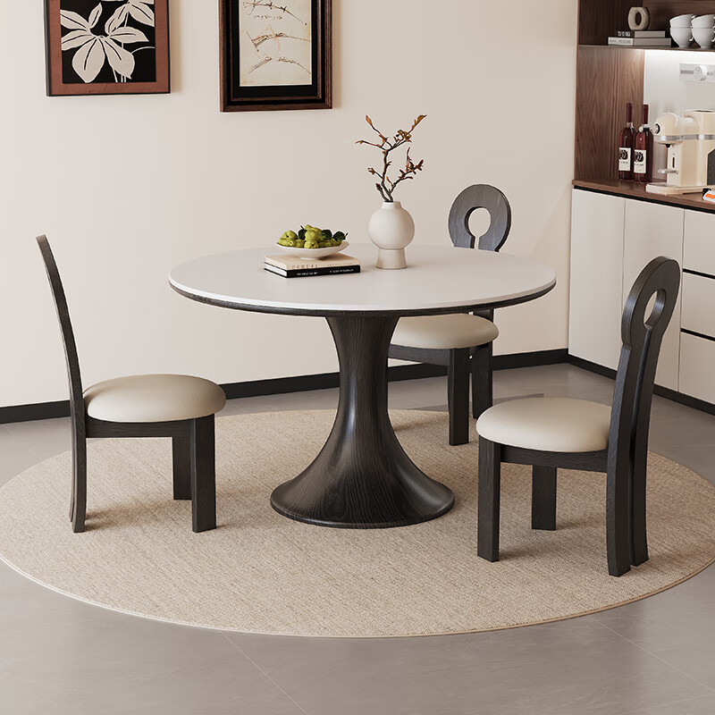 Jiai Zhong antique style slate round table for home small apartment modern simple dining table French retro style slate dining table slate round table 100cm