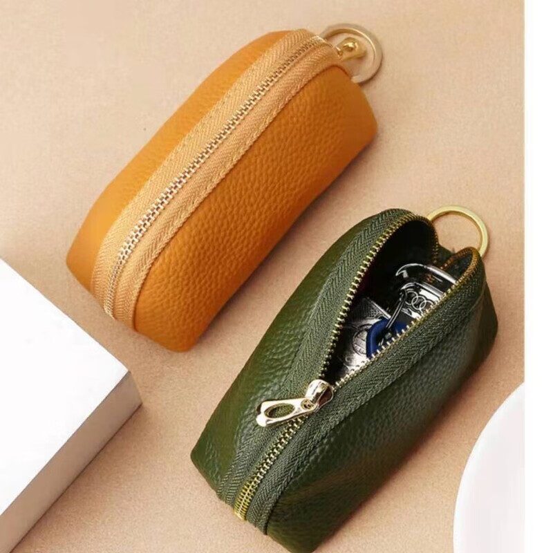 Si Chun leather texture key bag large capacity wallet PU bag multifunctional unisex genuine leather wallet new bag cute green dumpling bag 24 new updated thickened material