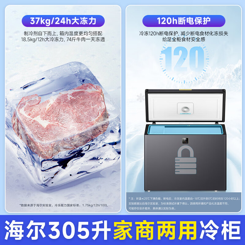 Haier Cryogenic Series 300/302/305/308/369L Large Capacity Single Temperature Household Freezer Frost Reduction and Bacteria Reduction Fully Freezing Full Refrigeration Switchable Freezer Level One Energy Efficiency and Energy Saving 305L -40 Air Circulation | Digital Display Temperature Control | Frost Reduction and Bacteria Reduction