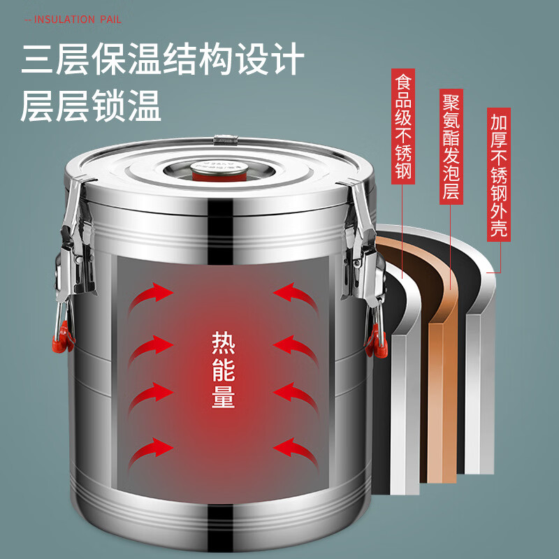Pingxing's new product Yuzhang stainless steel insulation bucket commercial large-capacity rice bucket soup porridge bucket stall ice bucket milk tea B new multi-layer thickened insulation bucket without faucet 80L heat preservation for 24 hours