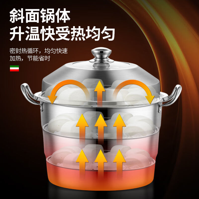 Steel rice 50cm steamer stainless steel three-layer induction cooker for gas stove commercial canteen household large capacity extra large extra thick 3 layers 35cm