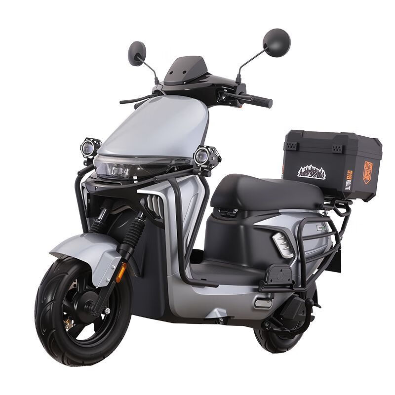 Dalong Yinghao Intelligent High-speed Long-distance Electric Motorcycle 72v Takeaway High-Power Battery Long-Range Electric Motorcycle Dark Night Black/Speed 50M/Front and Front Disc Brakes/Tail Box Panel 72V26A/New Black Gold Graphene Battery/Wooden Frame Delivered