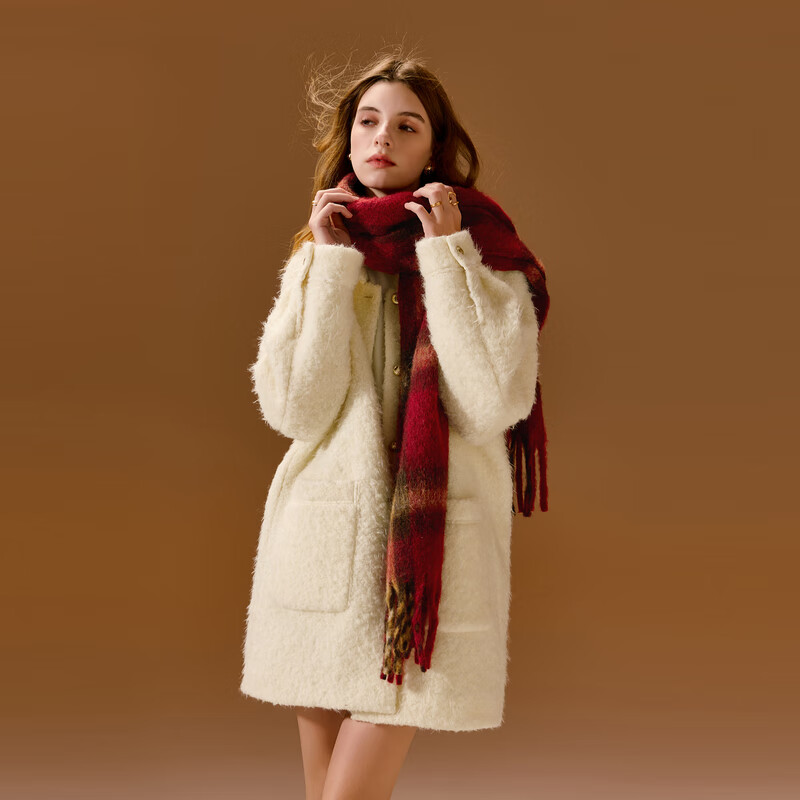 Sancai 2025 new winter woolen coat, quilted mid-length coat, loose coat for women