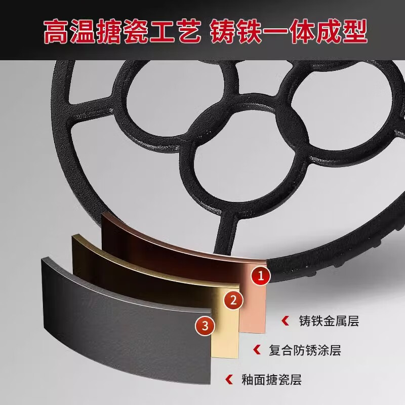 Xincong Gas Stove Bracket Windproof Flame Concentrator Gas Stove Cast Iron Cover Anti-slip Pot Rack Stove Top Support Stove Top Bracket Inner Garden Style 1 Pack Cast Steel Material is More Durable
