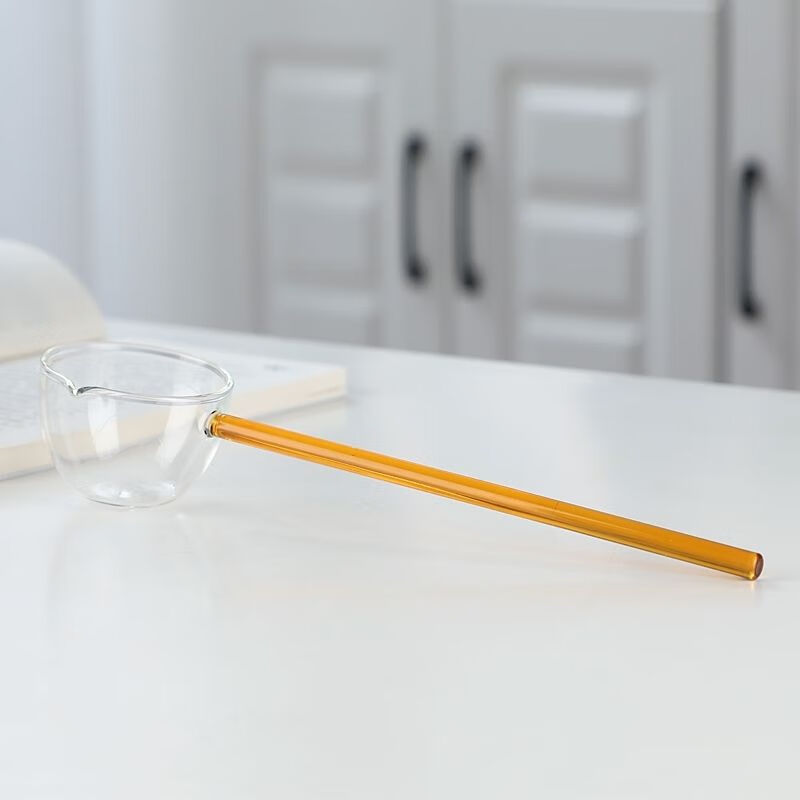 Ostar glass spoon long handle high temperature resistant Internet celebrity gourmet anchor seasoning spoon strange tea soup spoon high appearance ins white straight glass spoon 75ml 1