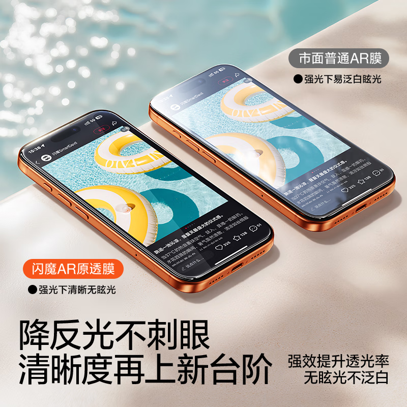 Flash Magic AR anti-reflective anti-reflective film for Apple 17Pro tempered film iPhone17pro mobile phone film AR anti-reflective full screen coverage dust-proof dust-free chamber protective film 2 pieces