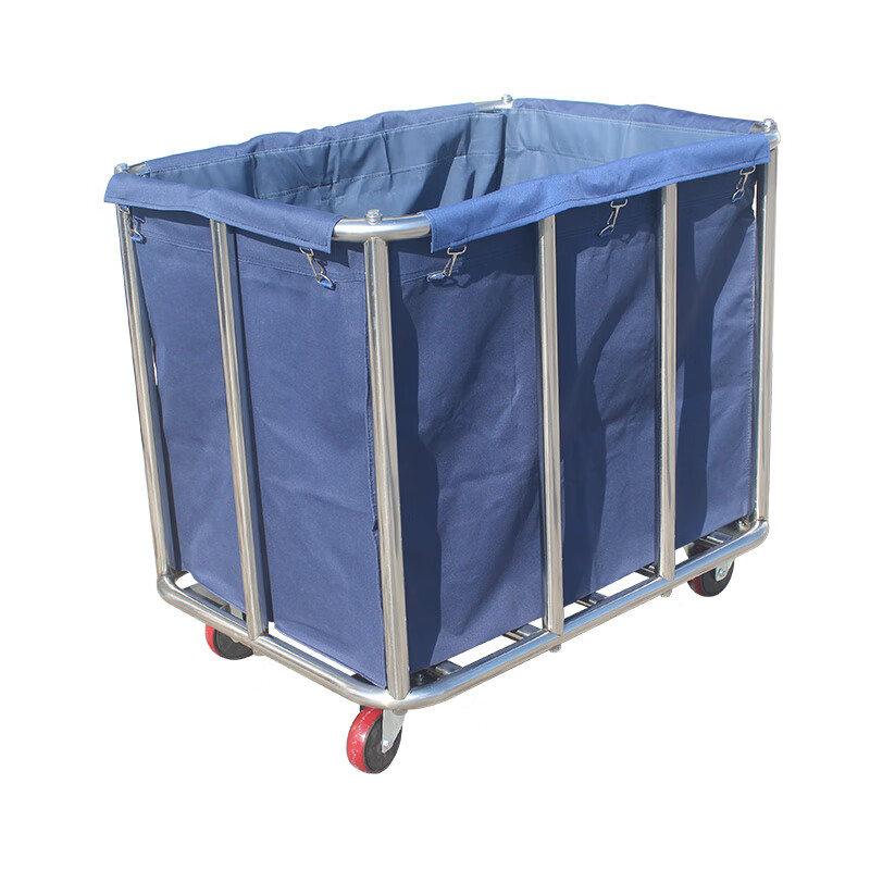 Conical linen cart, hotel room stainless steel cleaning work cart, detachable storage room entrance cart, hotel trolley, light gray, single rack only - bag not included