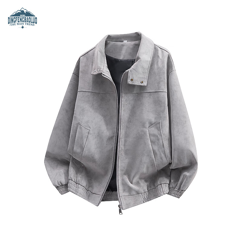 Dingfengbaoluo American imitation suede jacket men's autumn matte high-end casual loose retro jacket DX06 black XL