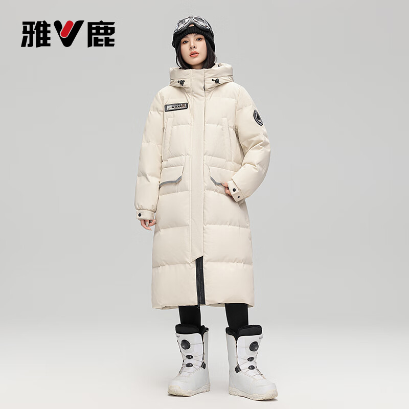 Yalu long down jacket for women 2025 new couple outdoor extreme cold workwear thickened hooded autumn and winter coat