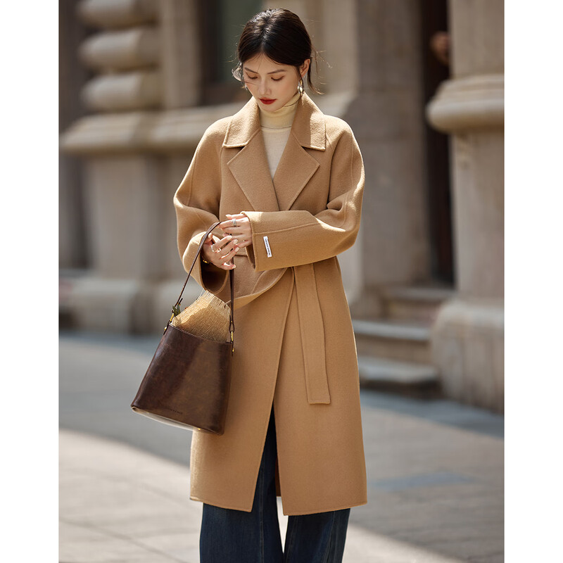 Shangjing Woolen Coat Women's 25th Winter New Women's French Tailored Silhouette Old Money 100 Wool Double-sided Woolen Coat Women