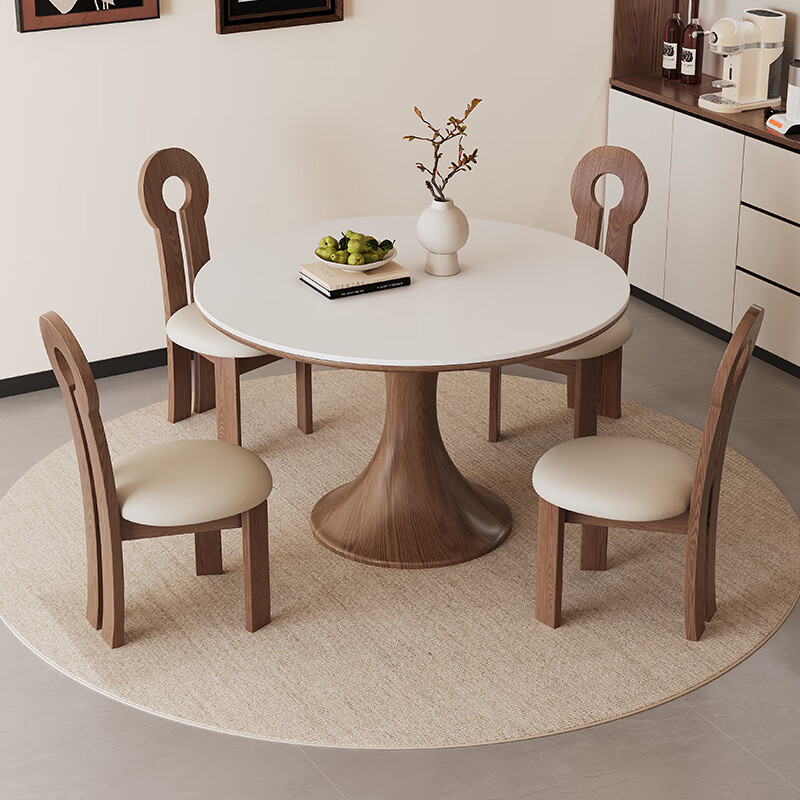 Jiai Zhong antique style slate round table for home small apartment modern simple dining table French retro style slate dining table slate round table 100cm