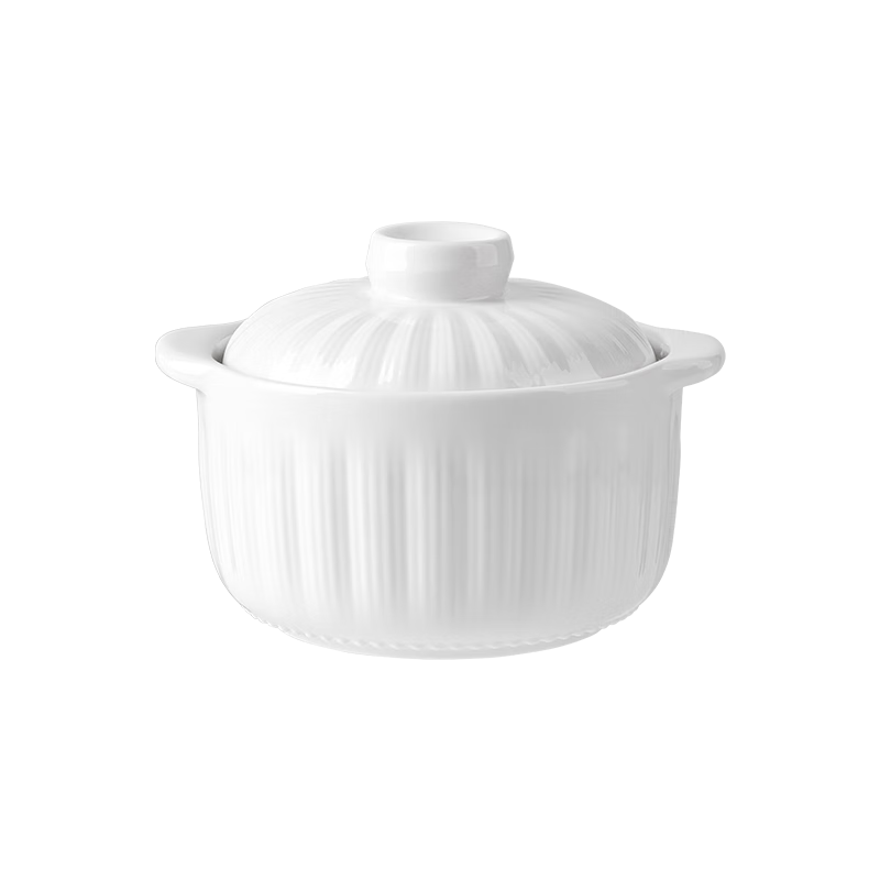 Baijie stew pot ceramic bowl soup bowl water-proof stew pot liner steamed egg porridge bird's nest pot tableware with lid spoon small size 320ml