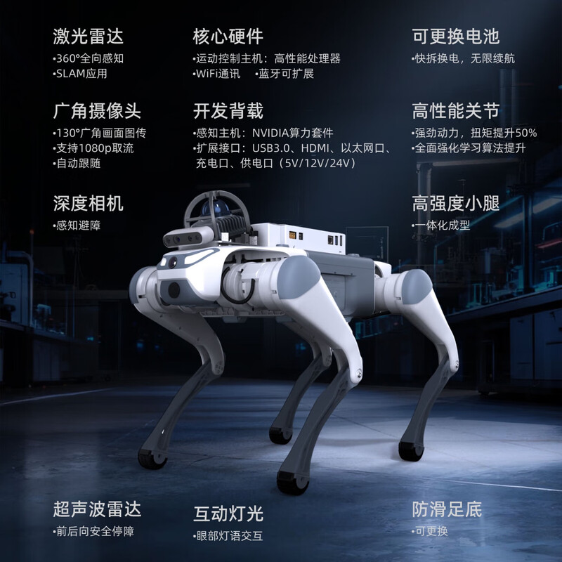 Miss Dolphin Cloud Deep Technology Lite3 Education and Research Intelligent Quadruped Robot Scenic Area Guide Machine Electronic Dog Mechanical Dog Electronic Pet Dog Automatically Follows Remote Control Robot Dog AI Version