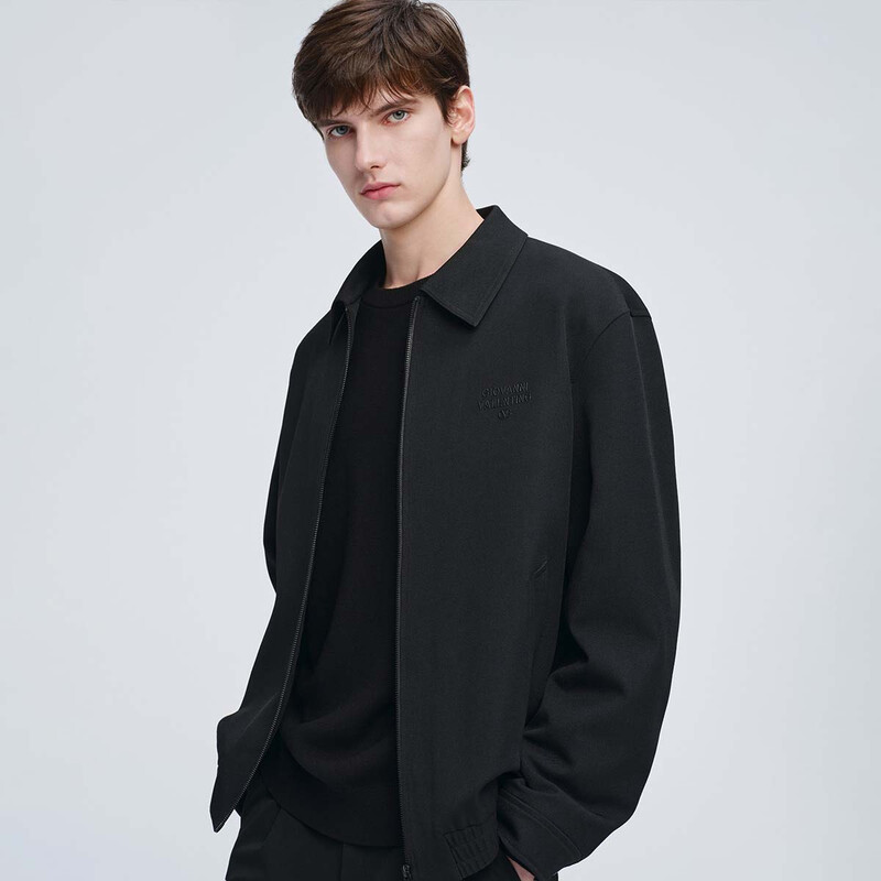 GIOVANNI VALENTINO Spring and Autumn Men's Lapel Jacket Casual Loose Fashion Commuting Jacket Black L