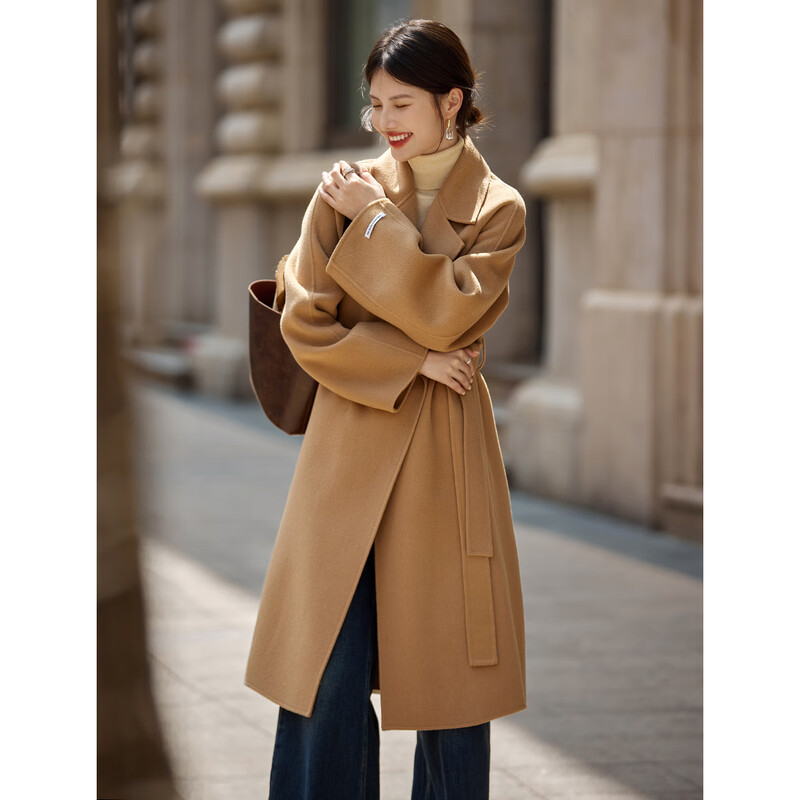 Shangjing Woolen Coat Women's 25th Winter New Women's French Tailored Silhouette Old Money 100 Wool Double-sided Woolen Coat Women