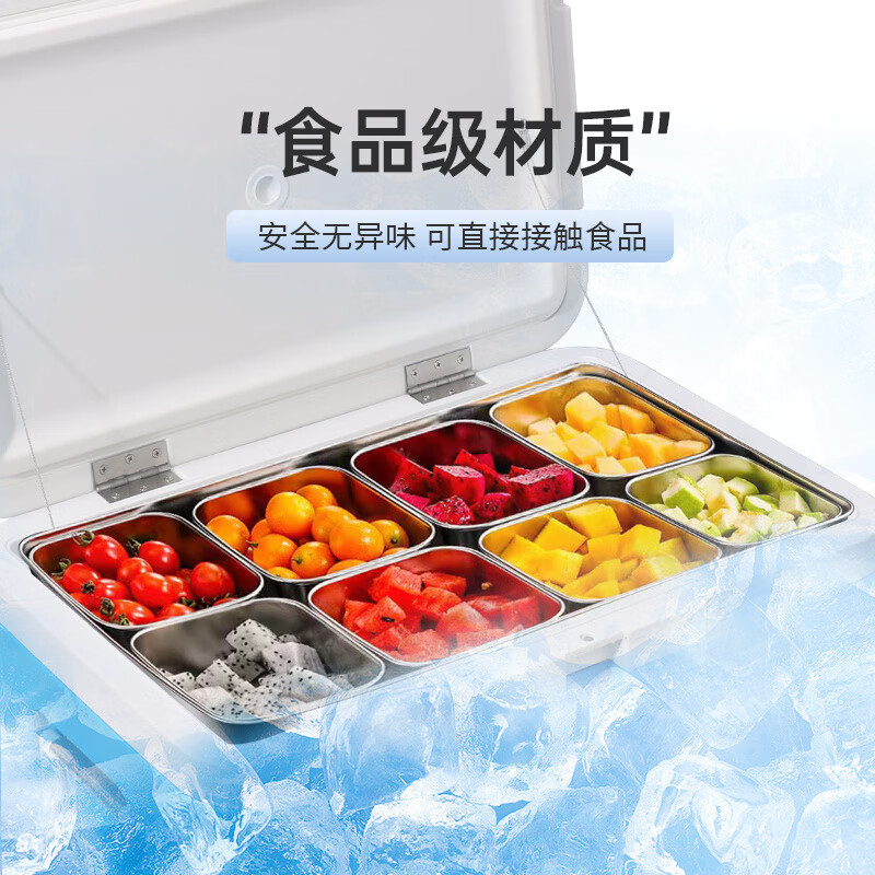 Bingtu Freezing Insulation Box Large Capacity Commercial Ice Insulation Bucket Cold Storage Refrigerator Outdoor Ice Bucket 85L Blue Silicone Buckle_Cold 72H Free Ice Crystal 1300ml Ice Crystal 1