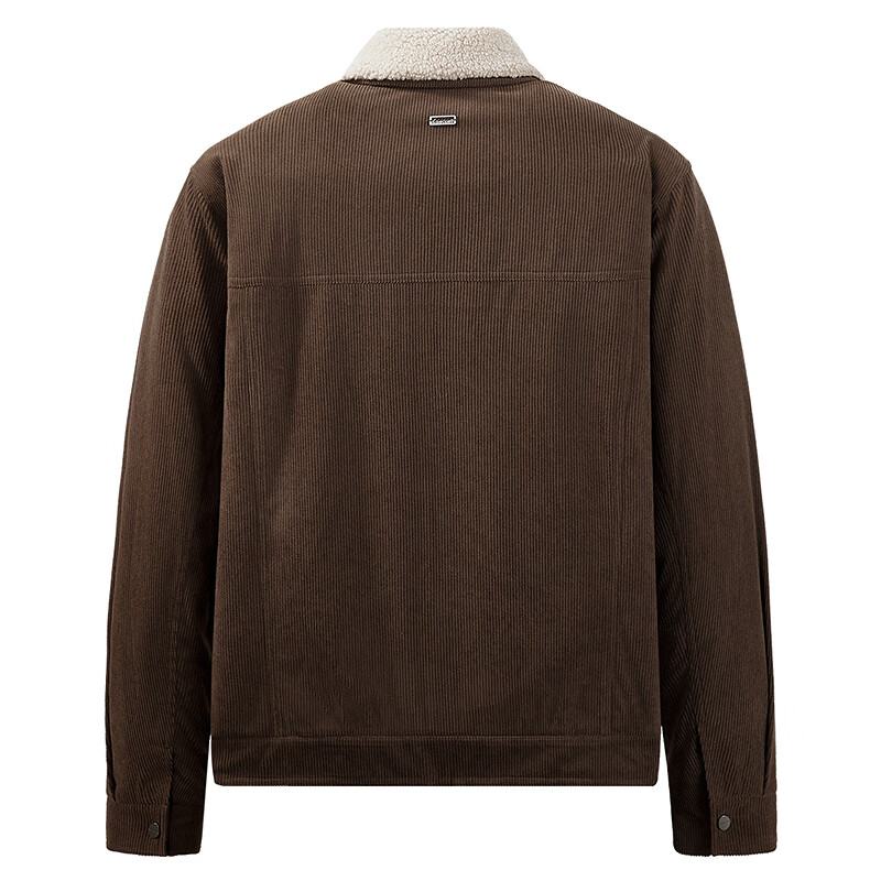 Dances with Wolves Antistatic & Velvet Corduroy Jacket Detachable Lapel Faux Sherpa Jacket 306 Brown M