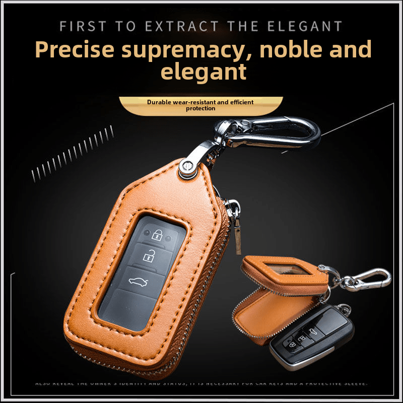 Shiganu high-end transparent window men's and women's car key bag remote control pendant key suitcase simple protective cover zipper zipper orange