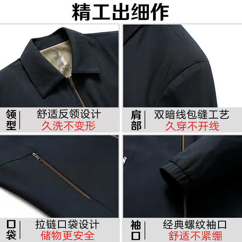 Woodpecker 2026 new dad outer jacket men's spring and autumn middle-aged 40 executive jacket 50 middle-aged and elderly 60 grandpa winter coat 20503/1017 navy blue single jacket L (recommended 100-115 catties)
