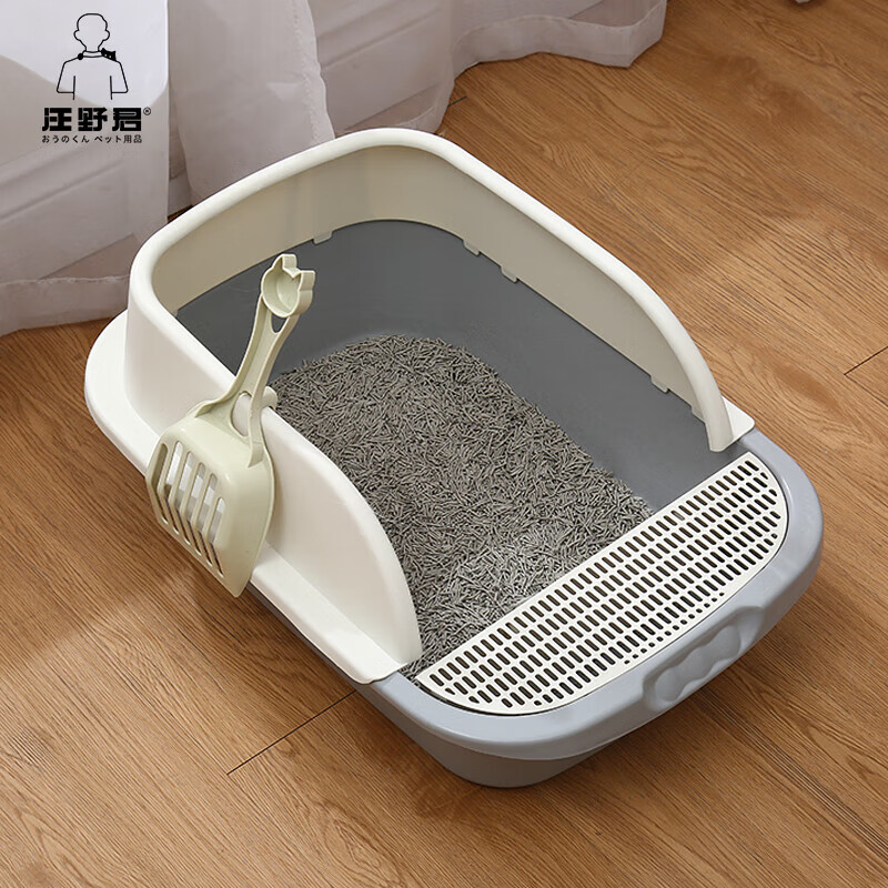 Wang Yejun cat litter basin large semi-enclosed cat toilet with shovel + EVA double layer sand control cat litter mat large 45*60CM