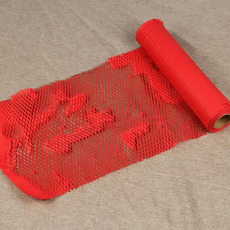 Honeycomb paper wrapping paper honeycomb paper gift box grid roll flower shop bouquet lining buffer filler red 30cm*50m