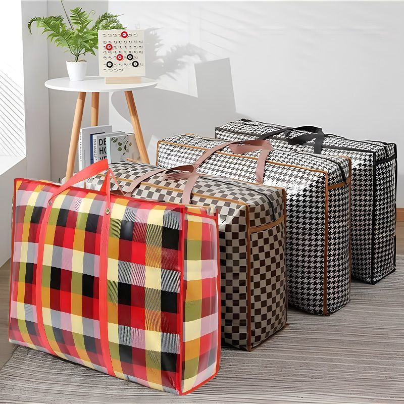 Quilt Dustproof Moving Packing Hand Luggage Travel Large Capacity Thickened Extra Large Storage Bag Thickened 175g Perforated Style Random Pattern Black 200L 8 Pack Big Mac 91*61*26