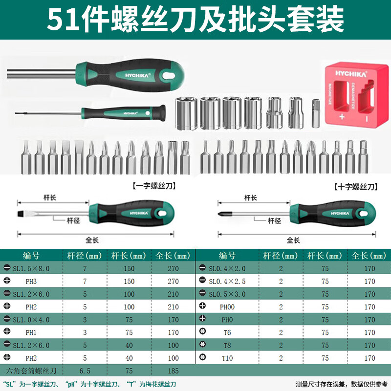 HYCHIKA Gaomu screwdriver 51-piece set notebook disassembly tool precision cross-shaped hexagonal plum blossom bit socket screwdriver