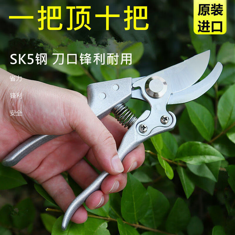 Original SK5 steel pruning shears, sharp and labor-saving scissors, branch pruning, gardening shears, fruit tree scissors, ordinary U-shaped scissors, small size (not recommended), SK5 large-diameter thick branch shears, imported from Japan