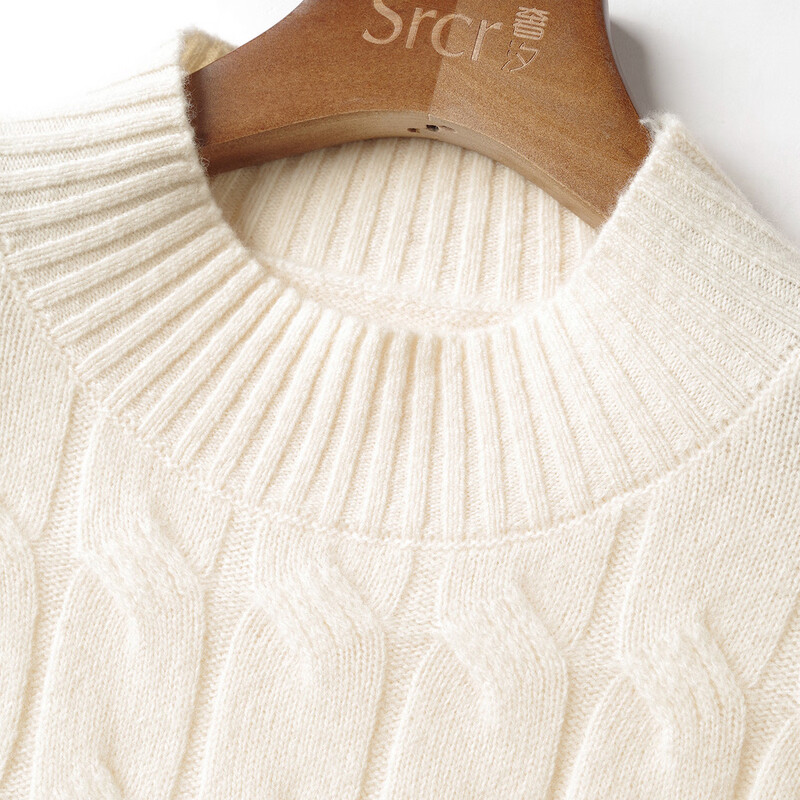 Shexi (Srcr) short 100% woolen sweater for women, autumn and winter half turtleneck cable knit base sweater for small people