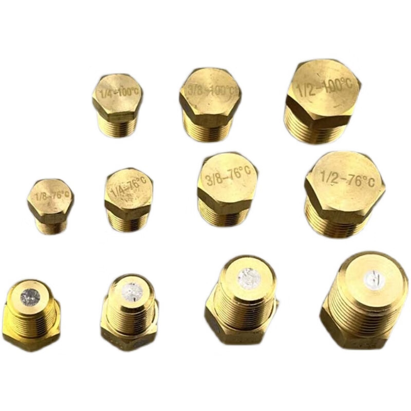 Air conditioning unit copper fusible plug insurance safety bolt 76 degree 100 degree tube shell condenser 2 points (ZG1/4) 76 degree steel stamp 1 piece