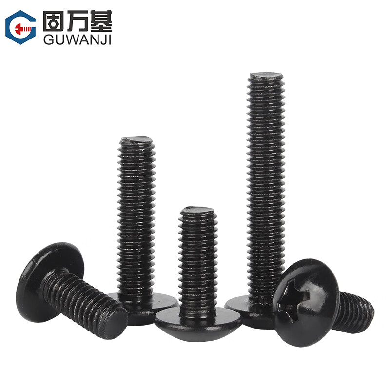 GUWANJI 304 stainless steel black cross large flat head screw YB406 mushroom round head bolt umbrella head screw M3M4M5M6 M5x16 20 pieces