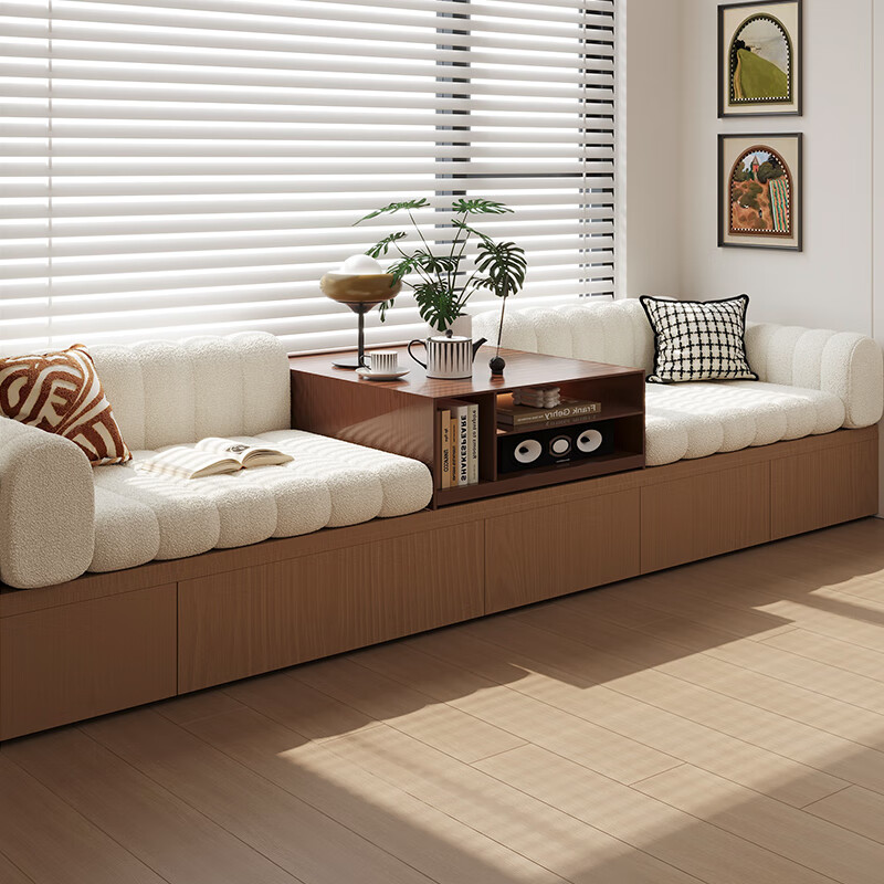 Ju Nian Bay Window Sofa Bay Window Cushion Card Seat Cushion Teddy Velvet High-end Customized Armrest Arched Backrest Window Sill Cushion Autumn and Winter Style Milk White-Teddy Velvet Warranty 365 Days Tablet Style-Customized Contact Customer Service